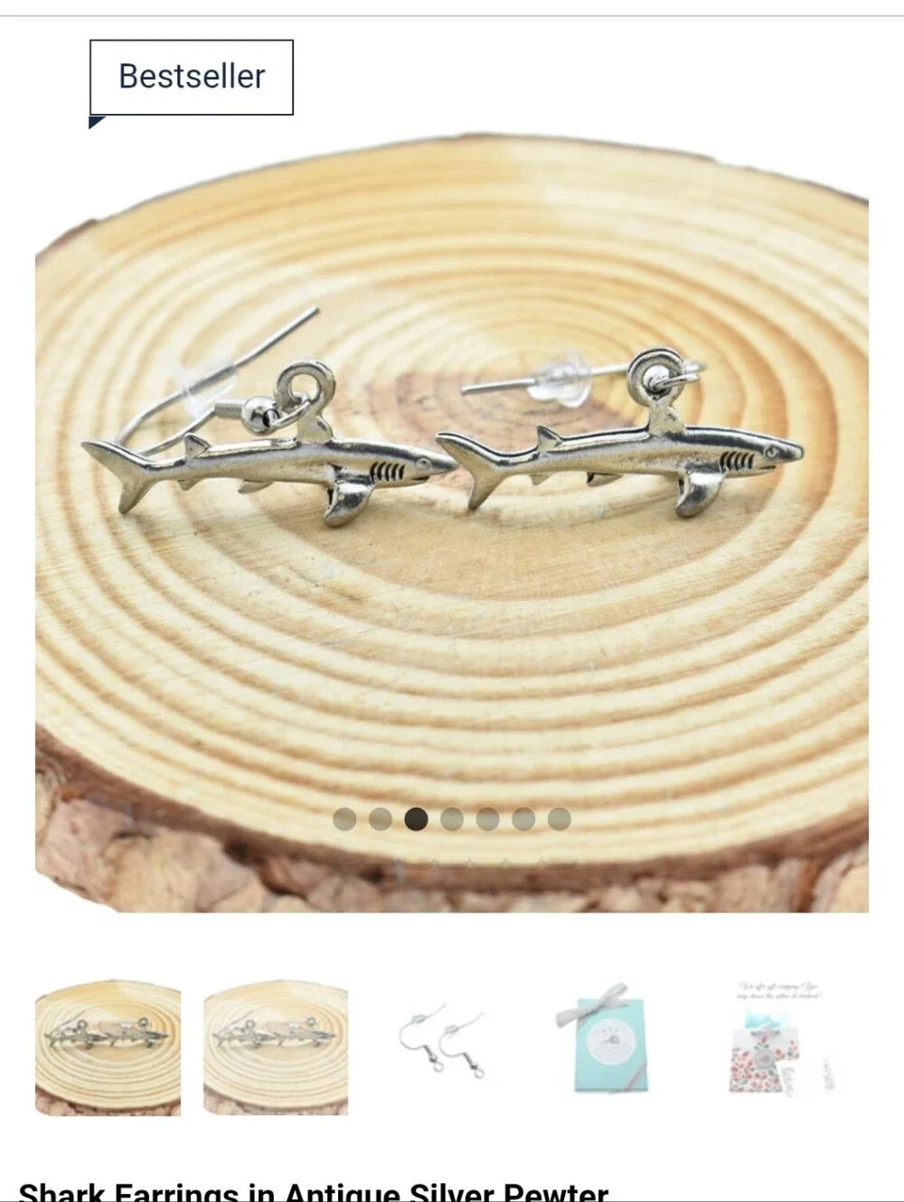 Mom and Three Daughters Shark Charm Earrings Silver Pewter Women Ocean NIB